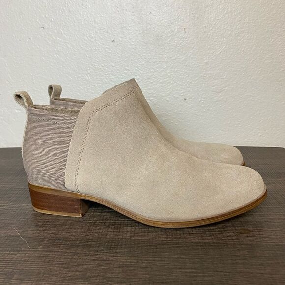 TOMS Womens Suade Canvas Tan Botties Boots Size 9W - Picture 1 of 8